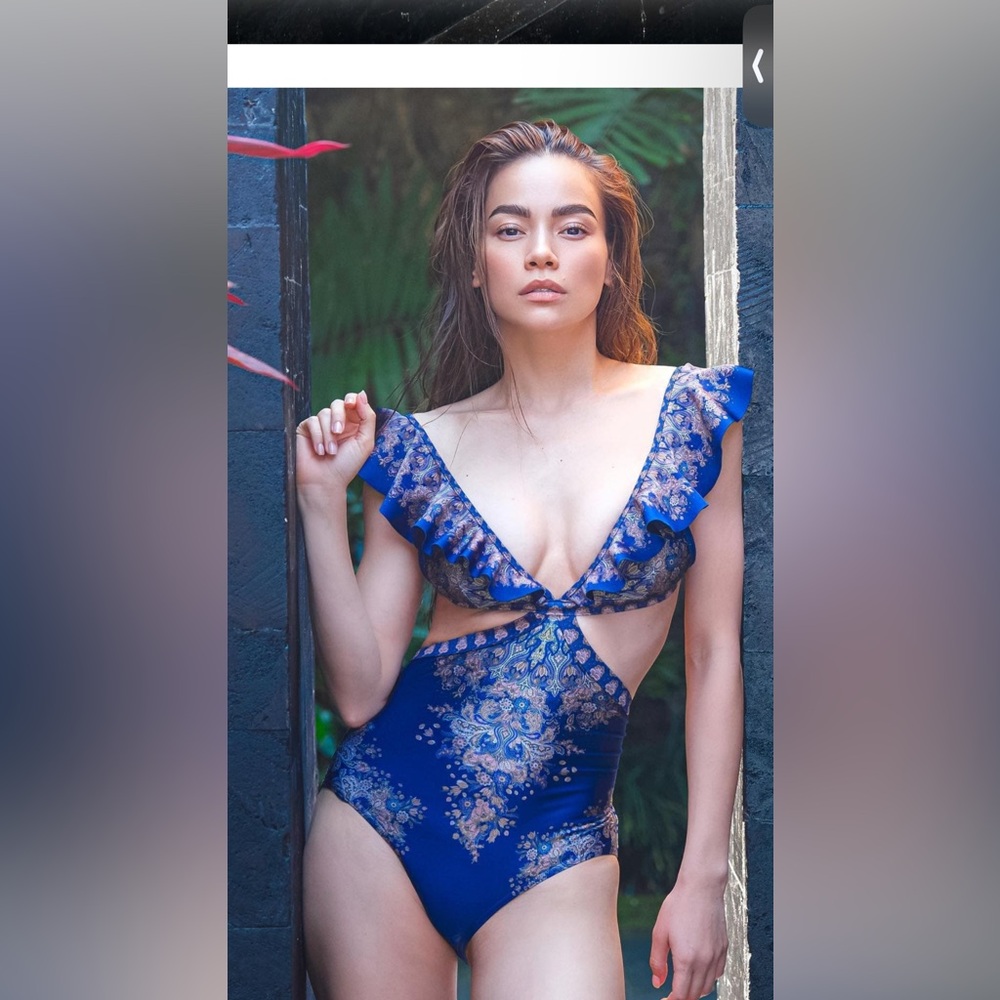 Zimmermann Blue and Gold Swim Bra